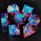 Resin Polyhedral Dice Set – Transparent Color Dice in Skull, Foil, Flower, Poker, Dual-Tone & Heart Styles for DND, Pathfinder, Tabletop Games
